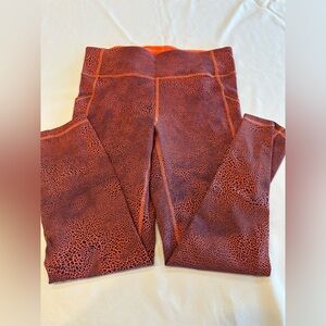 Lululemon Orange and Navy Patterned Workout Leggings